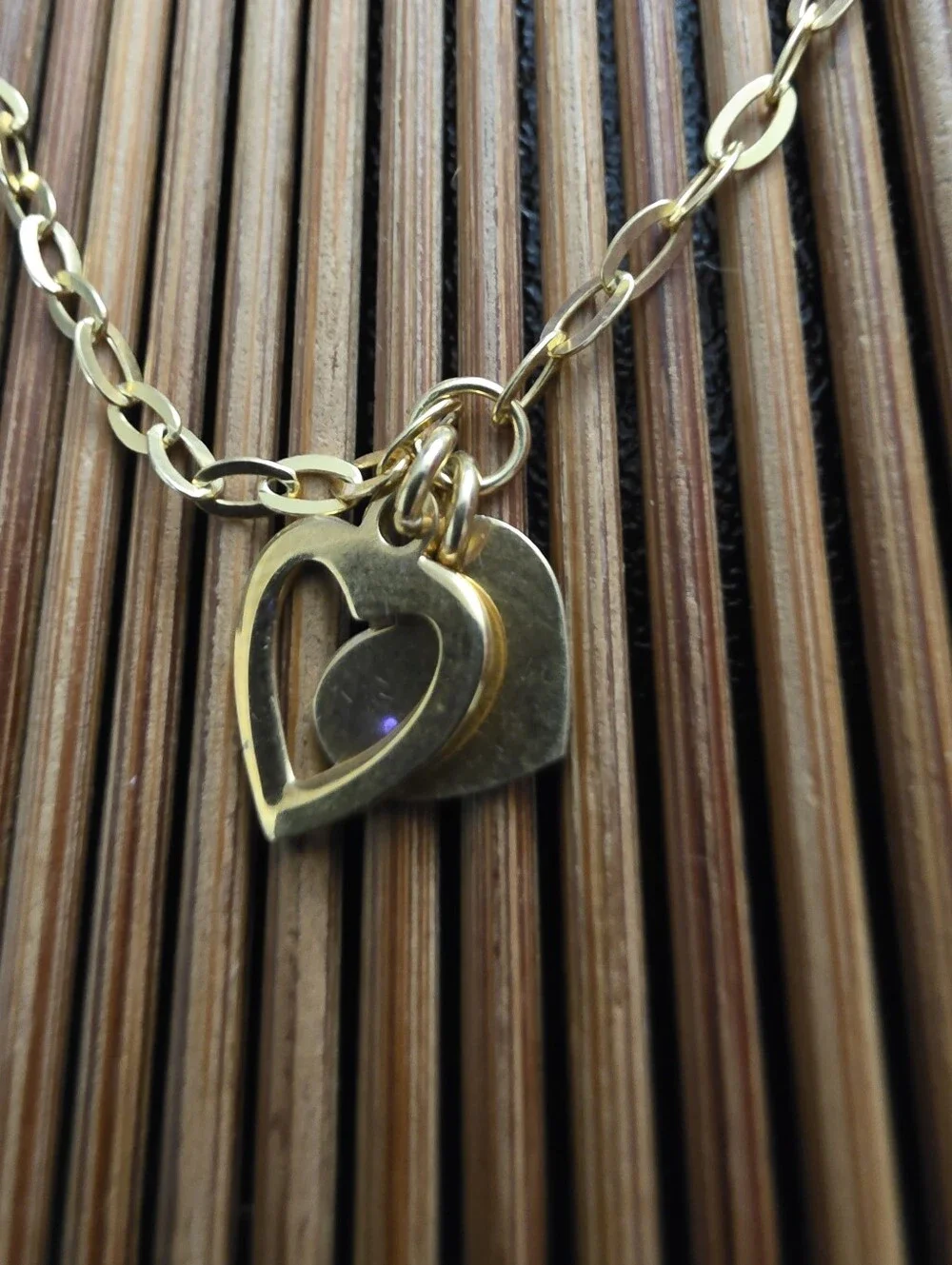 925 Silver Heart Charms Yellow Gold Bracelet